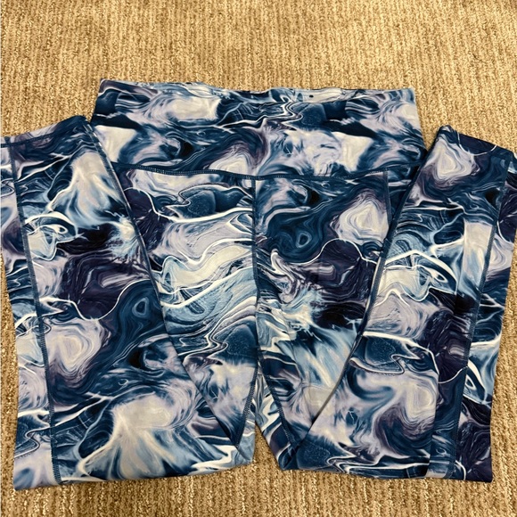 GAIAM Blue and White Swirl Leggings - Picture 1 of 2